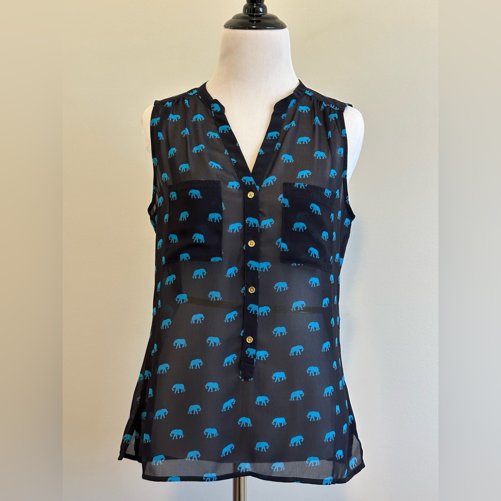 Banana Republic Elephant Print Sheer Sleeveless Top